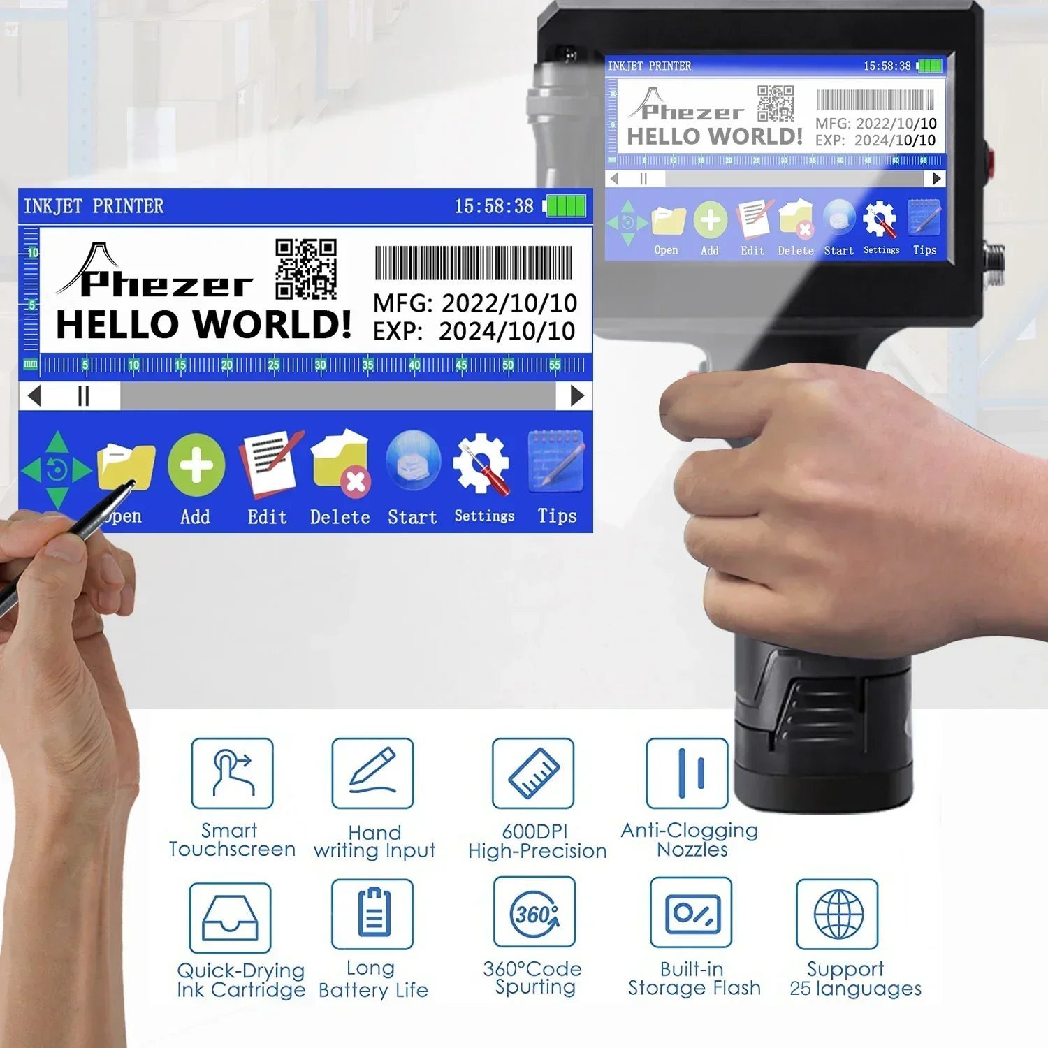 Phezer P15 Printer Inkjet Geng - Barcode Label Printer Industrial ulasan dan harga